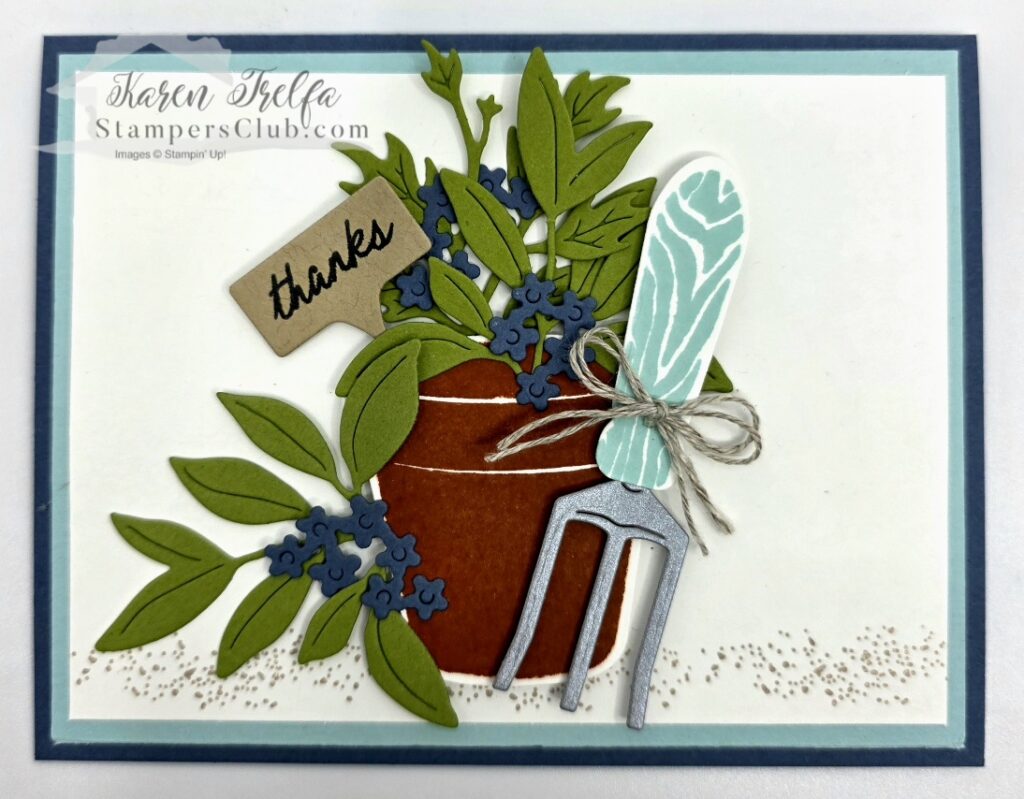 Simple handmade garden card using Stampin' Up Help Me Grow Bundle