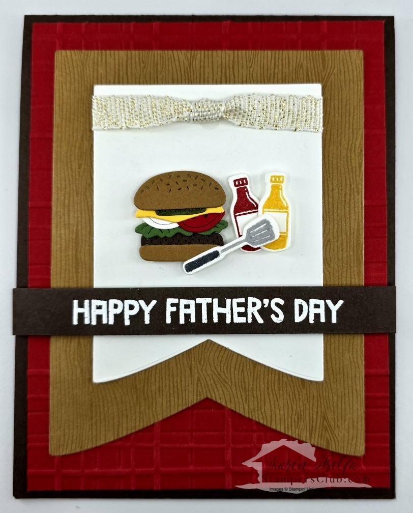 BBQ Master happy fathers day hamburger card stampin up by Karen Trelfa Stampers Club