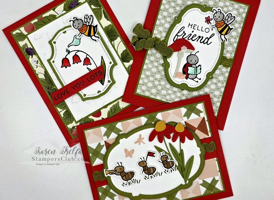 3 Sweet Bugs Cards from Our June Discovery Class
