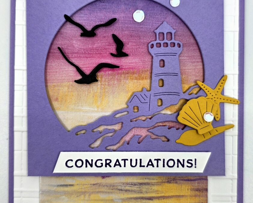 Sunset Coast Bundle: Purple & Gold Beach Congratulations Card Tutorial